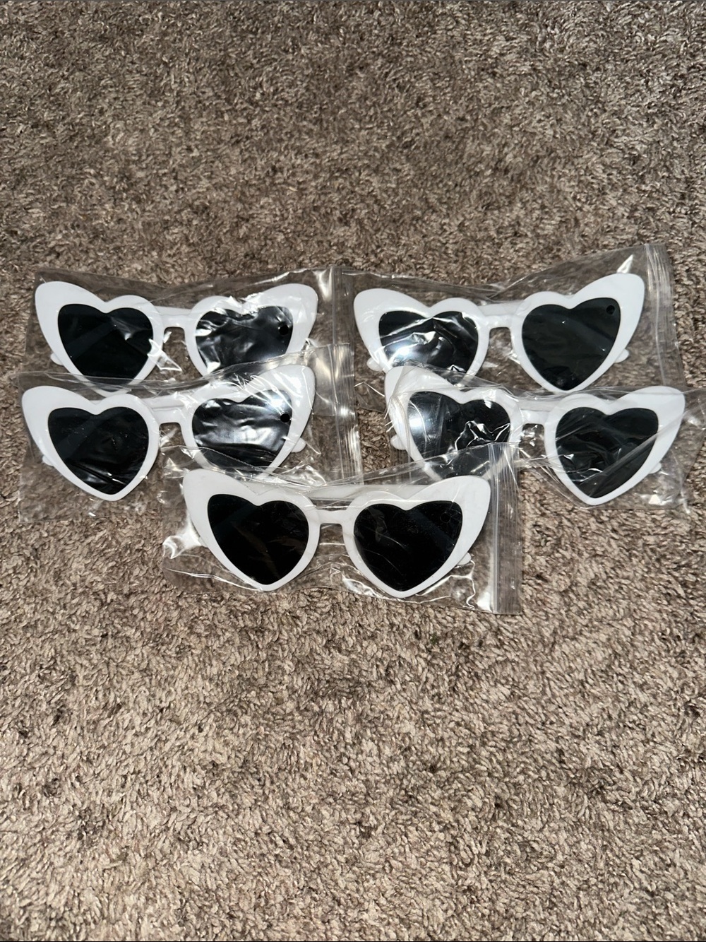 Amazon White Heart Frame Sunglasses with Black Lenses (5 pairs)